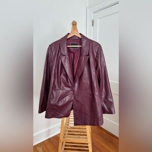 Eloquii Rich Burgundy Faux Leather Blazer